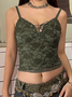 Lace Lace Up Spaghetti Floral Cami