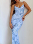Spaghetti Floral Sleeveless Maxi Dress