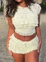 Lace Plain Top With Skirt Two-Piece Set