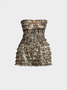 Strapless Camo Sleeveless Mini Dress