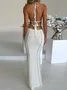Spaghetti Plain Sleeveless Maxi Dress