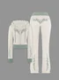 Jersey Color Block Coat With Pants Two-Piece Set