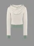 Jersey Color Block Coat With Pants Two-Piece Set