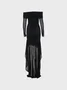 Off The Shoulder Plain Long Sleeve Floor Length Dress