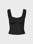 Jersey Square Neck Plain Tank Top