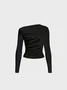 Jersey One Shoulder Plain Long Sleeve T-shirt