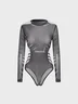 【Final Sale】Punk Black Mesh Bodysuit Bodysuit