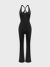 Street Black Backless Jumpsuit