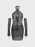Street Black Fish net Lace up Dress Mini Dress