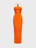Y2k Orange Backless Dress Midi Dress