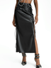 Street Black Lace up Side slit PU Bottom Skirt