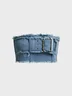 Street Blue Denim Belt Top Women Top