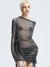Y2k Gray Mesh Wrinkle Dress Mini Dress