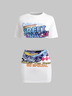 Y2k Blue Remake T-shirt Two-Piece Set