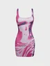 【Final Sale】Body Print Square Neck Sleeveless Short Dress