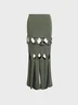 Twill Cutout Raw Edge Plain Maxi Skirt