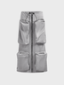 Twill Pockets Color Block Maxi Skirt
