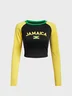 Jamaica Crew Neck Color Block Long Sleeve T-Shirt