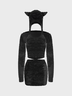 3 Pcs Hooded Plain Tube Top & Bolero & Short Skirt Matching Set