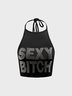 Y2K Black Hotfix Rhinestone Mesh Top Tank Top & Cami