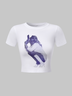 Y2K White Figure Top T-Shirt