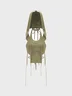 Punk Black Hooded Double Layer Backless Top Tank Top & Cami