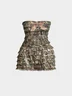 Strapless Camo Sleeveless Mini Dress